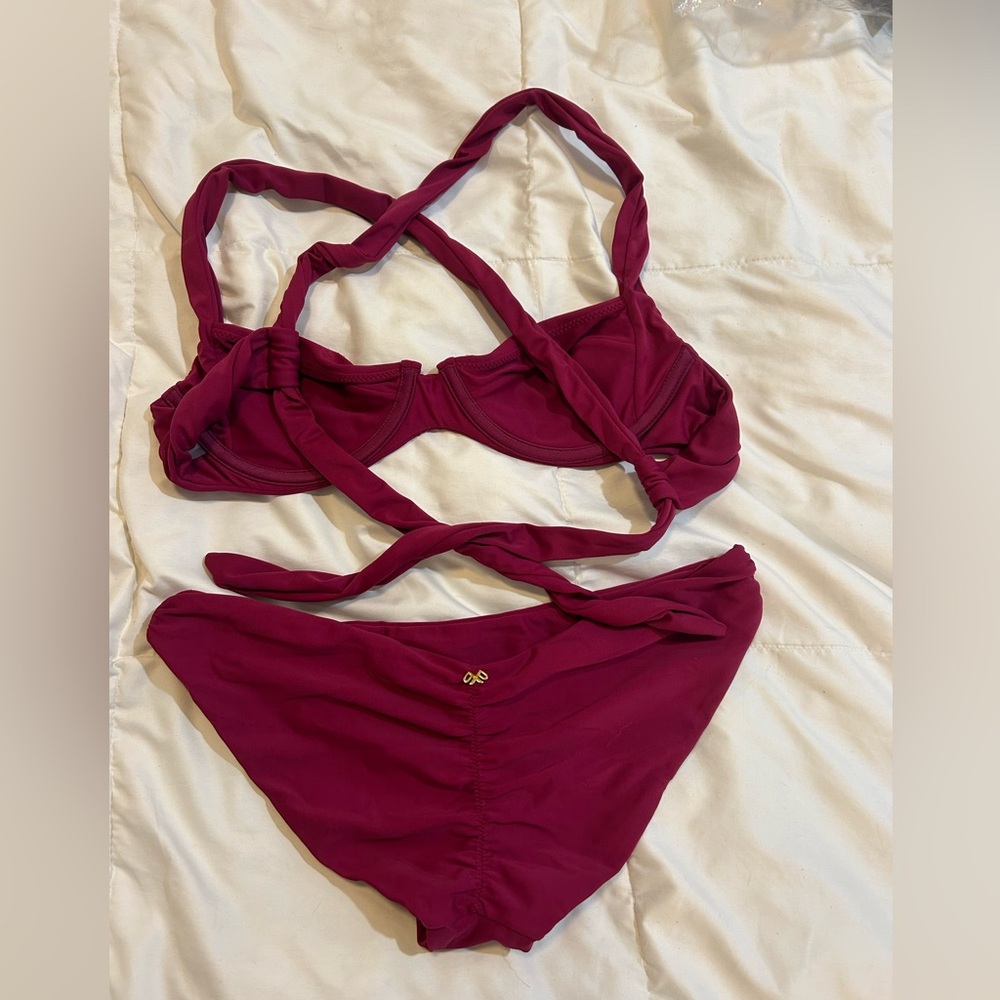 PQ Swim Perla Halter Burgundy Bikini Set